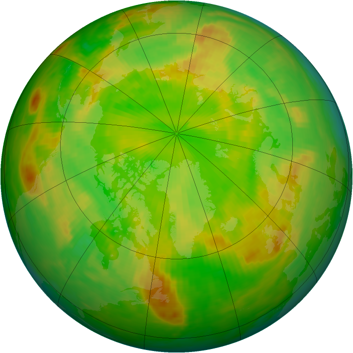 Arctic ozone map for 15 June 1991